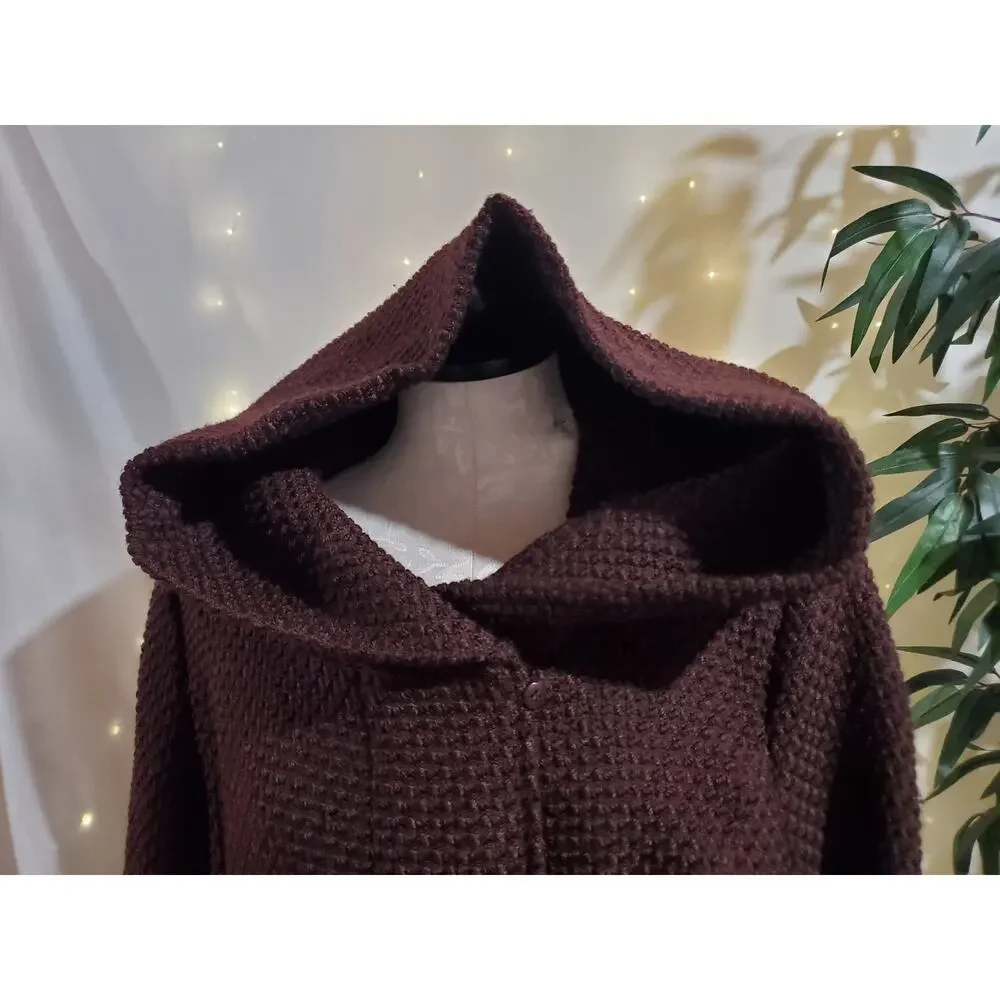 Calvin Klein NWT Woven Belted Hooded Zip Mid Length Coat Womens Size XL Plum
